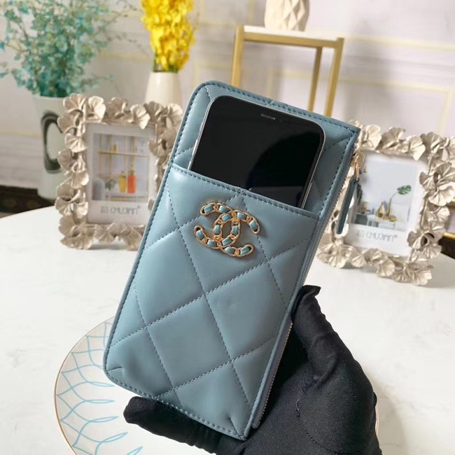 CHANEL 19 Mobile phone case Card Holder AP1182 sky blue