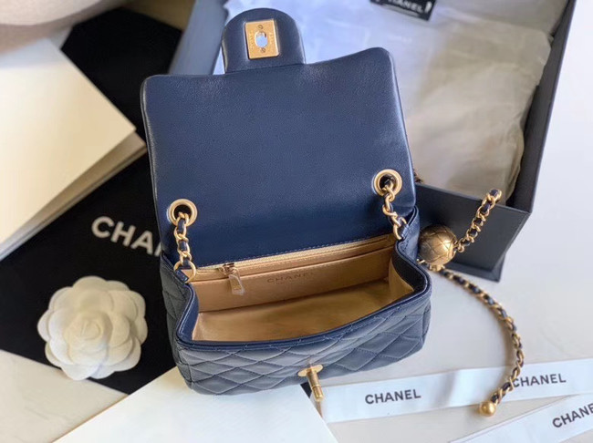 Chanel MINI Flap Bag Original Sheepskin Leather AS1786 Navy Blue