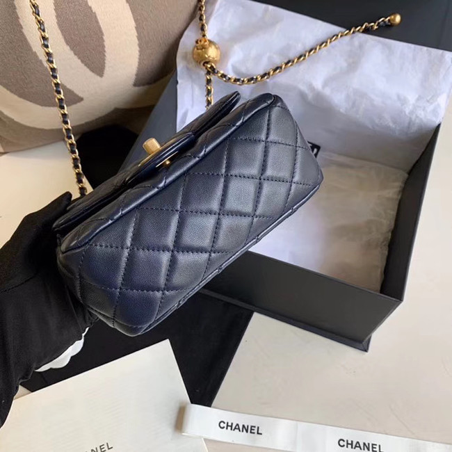 Chanel MINI Flap Bag Original Sheepskin Leather AS1786 Navy Blue