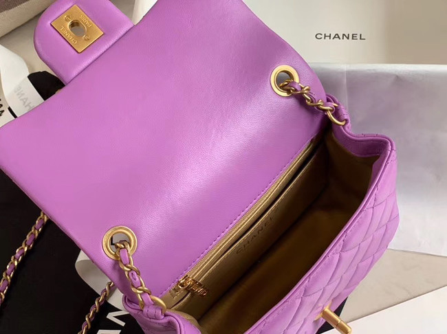 Chanel MINI Flap Bag Original Sheepskin Leather AS1786 purple