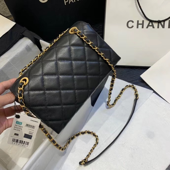 Chanel small Flap Bag Original Sheepskin Leather AS1490 black