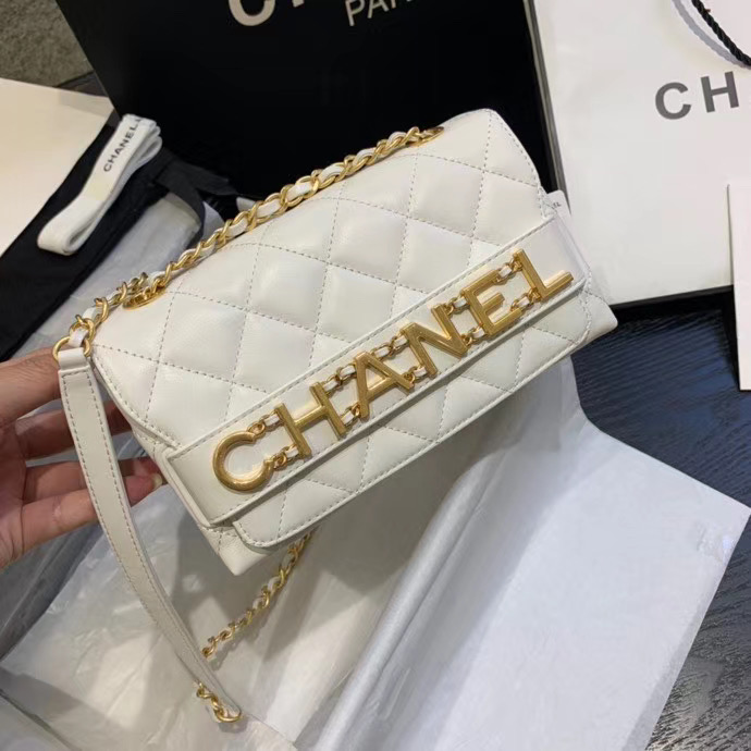 Chanel small Flap Bag Original Sheepskin Leather AS1490 white