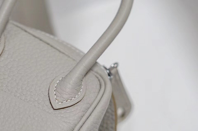 Hermes mini Lindy Togo Leather Bag LD19 grey&Silver-Tone Metal