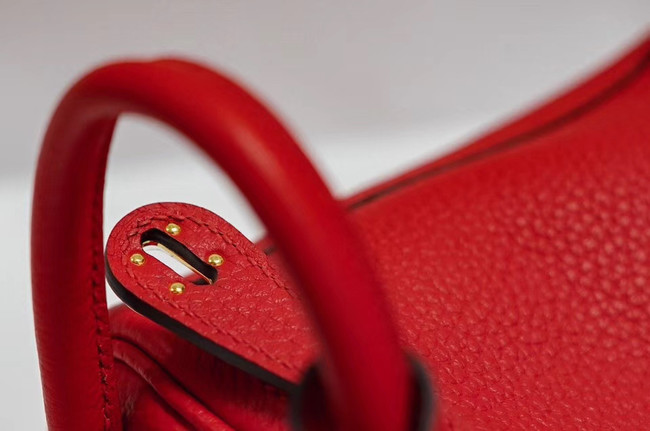 Hermes mini Lindy Togo Leather Bag LD19 red&gold-Tone Metal