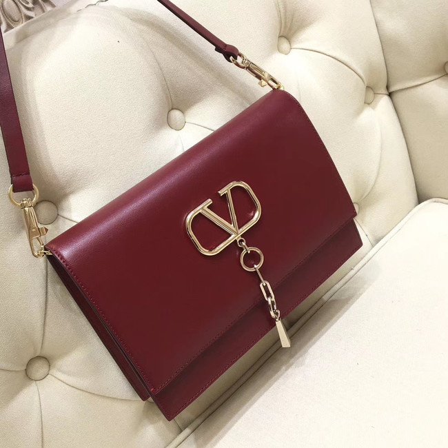 VALENTINO VLOCK Origianl leather shoulder bag 0909 Burgundy