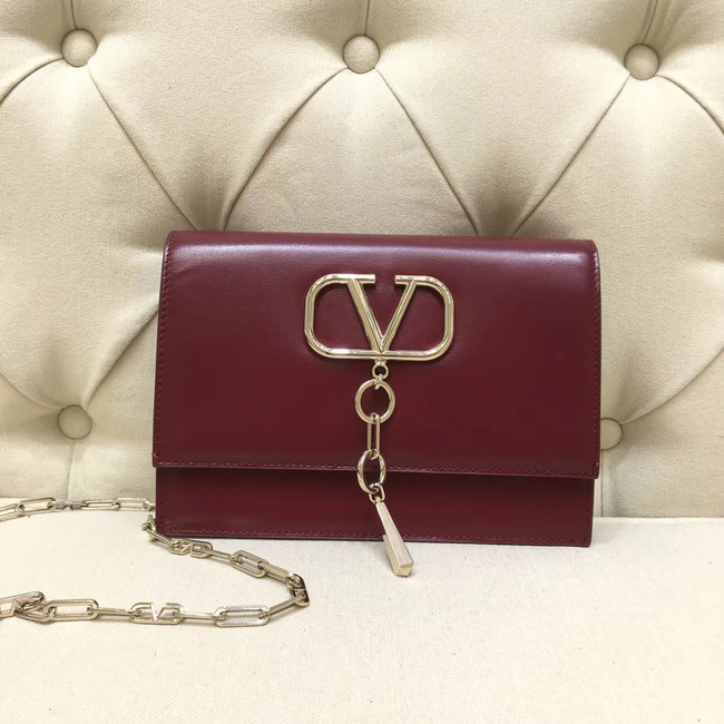 VALENTINO VLOCK Origianl leather shoulder bag 0910 Burgundy