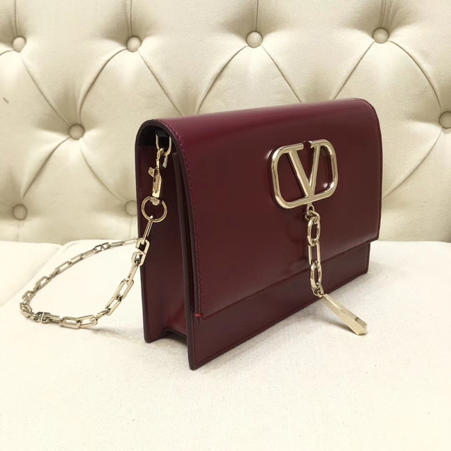 VALENTINO VLOCK Origianl leather shoulder bag 0910 Burgundy