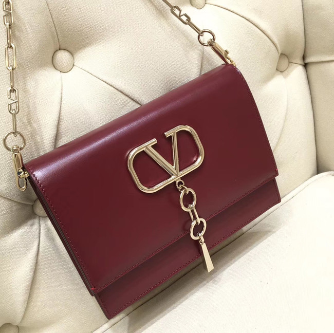 VALENTINO VLOCK Origianl leather shoulder bag 0910 Burgundy