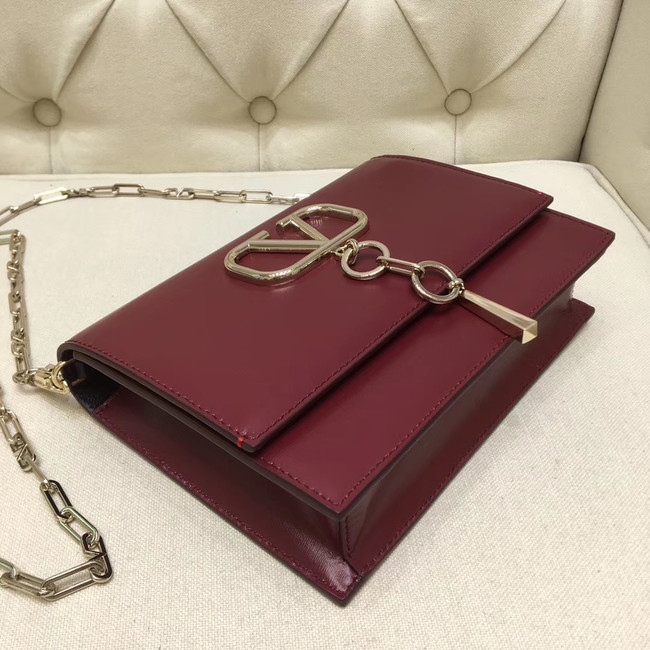 VALENTINO VLOCK Origianl leather shoulder bag 0910 Burgundy