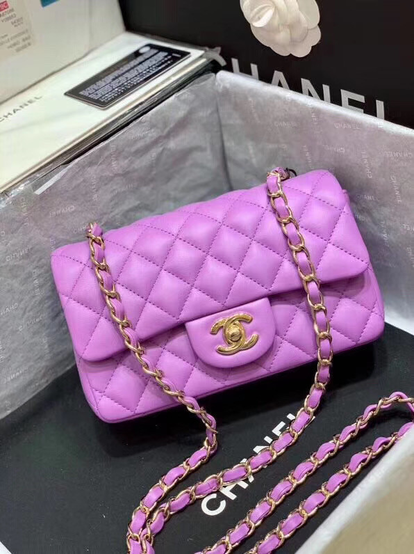 Chanel MINI Flap Bag Original Sheepskin Leather 1116 Lavender & Gold-Tone Metal