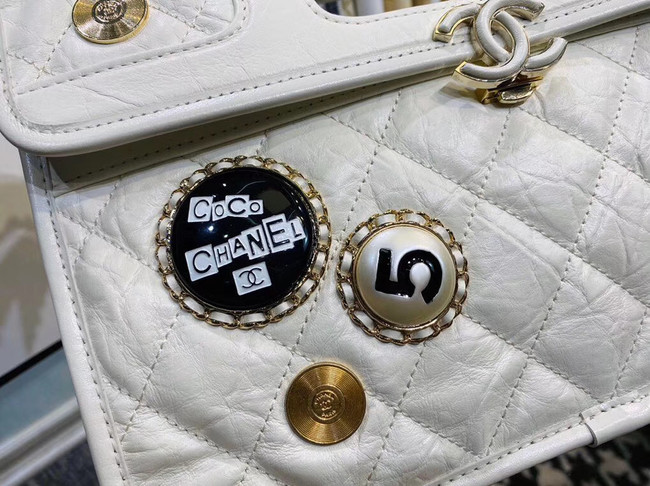 Chanel Original Soft Leather Bag & Gold-Tone Metal AS1430 white