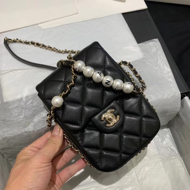 Chanel mini flap Imitation Pearls bag AS1345 black