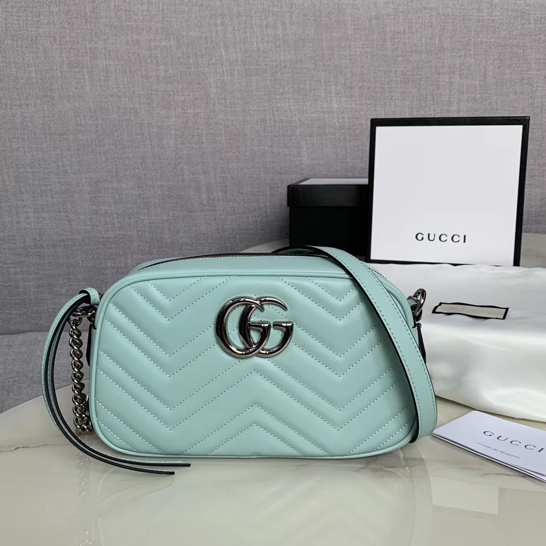 Gucci GG Marmont Matelasse Shoulder Bag 447632 Light green