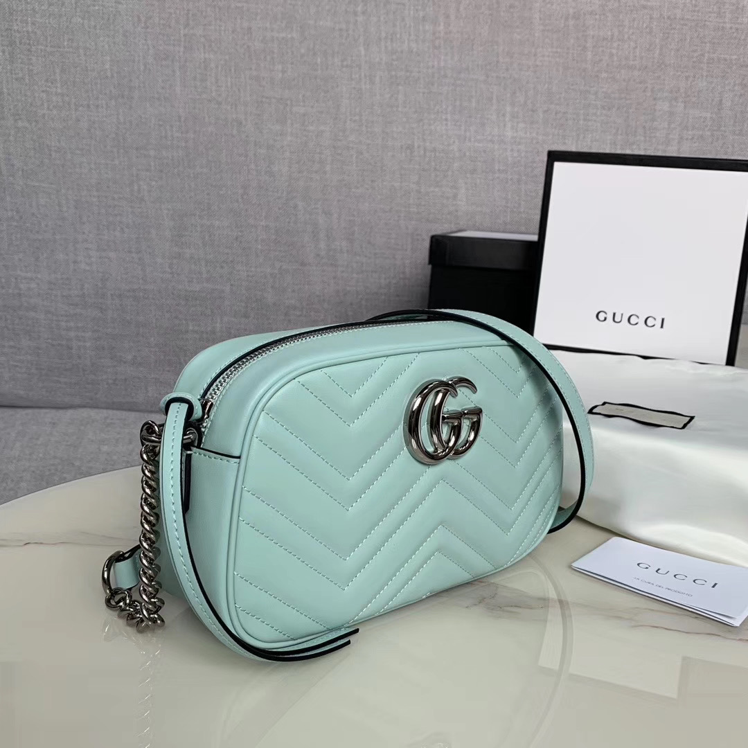 Gucci GG Marmont Matelasse Shoulder Bag 447632 Light green