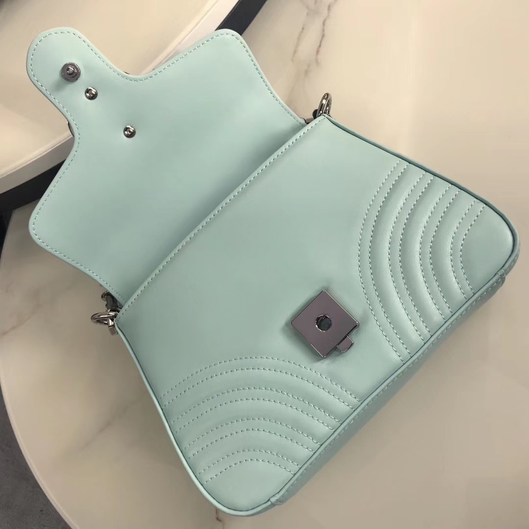 Gucci GG Marmont mini top handle bag 547260 light blue