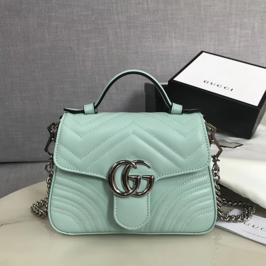 Gucci GG Marmont mini top handle bag 547260 light green