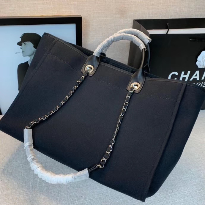 Chanel Canvas Tote Shopping Bag A66941 black