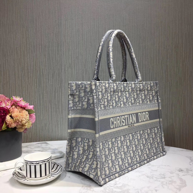 DIOR BOOK TOTE BAG IN EMBROIDERED CANVAS C1286-3 grey