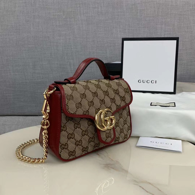 Gucci GG Supreme canvas Mini Top Handle Bag 583571 red