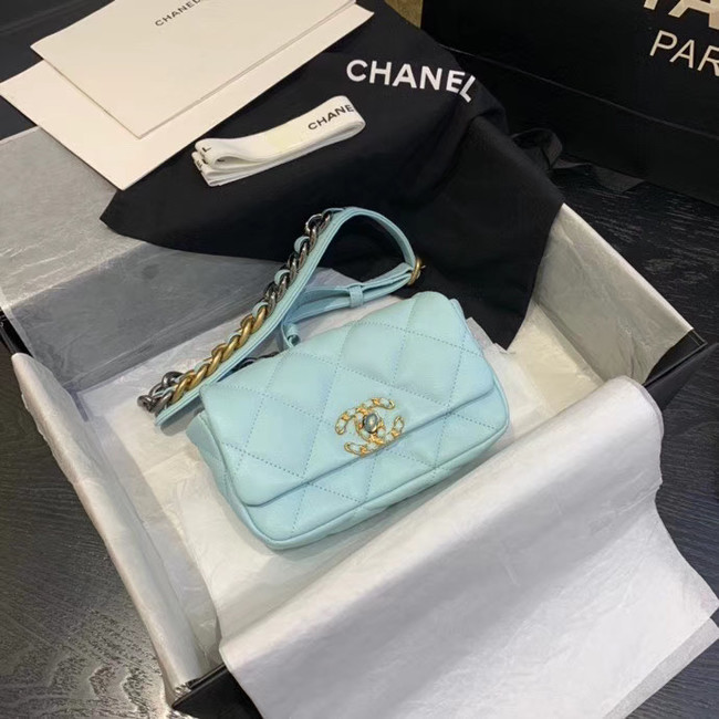 Chanel 19 Bodypack Sheepskin Leather AS1163 sky blue