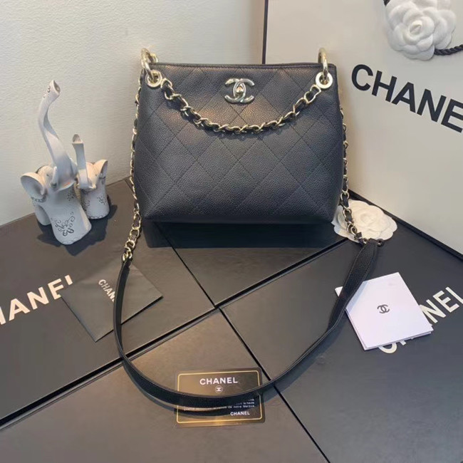 Chanel Small Calfskin hobo bag AS1461 black