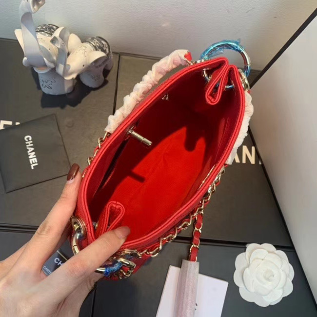 Chanel Small Calfskin hobo bag AS1461 red