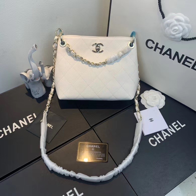 Chanel Small Calfskin hobo bag AS1461 white