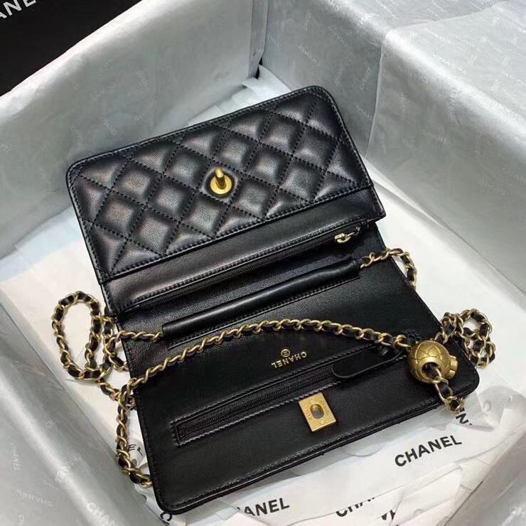 Chanel WOC Original Leather Golden Ball Flap cross-body bag B33818