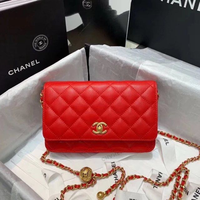 Chanel WOC Original Leather Golden Ball Flap cross-body bag B33818