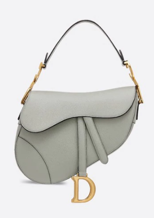 DIOR GRAY STONE SADDLE GRAIN CALFSKIN BAG M0446C