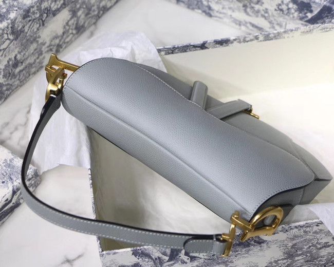 DIOR GRAY STONE SADDLE GRAIN CALFSKIN BAG M0446C