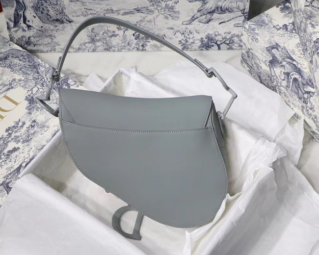 DIOR GRAY STONE SADDLE MATTE CALFSKIN BAG M0446I