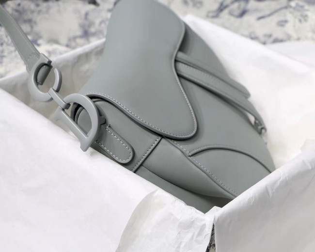 DIOR GRAY STONE SADDLE MATTE CALFSKIN BAG M0446I