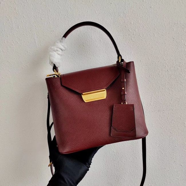 Prada Calf skin tote 1BN012 Burgundy