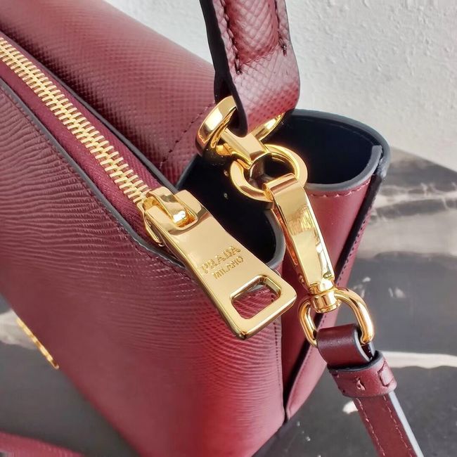 Prada Calf skin tote 1BN012 Burgundy