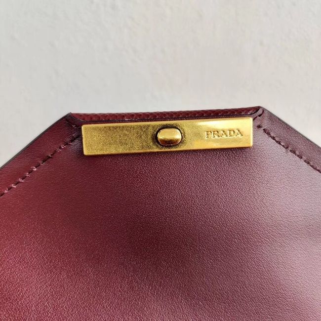 Prada Calf skin tote 1BN012 Burgundy