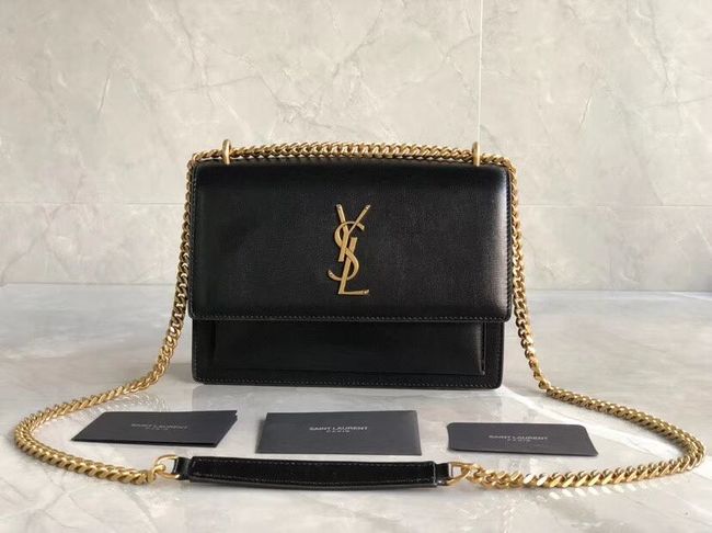 Yves Saint Laurent Calfskin Leather Shoulder Bag Y542206B black