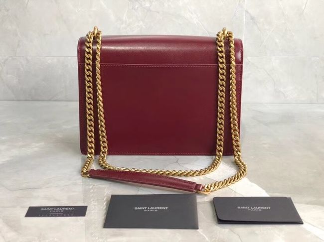 Yves Saint Laurent Calfskin Leather Shoulder Bag Y542206B red