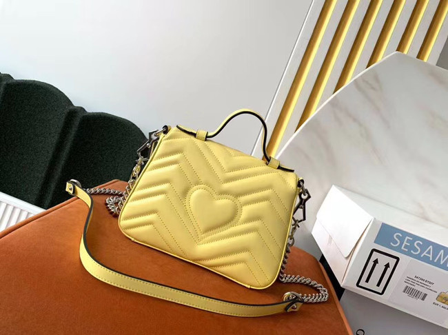 Gucci GG Marmont mini top handle bag 547260 yellow