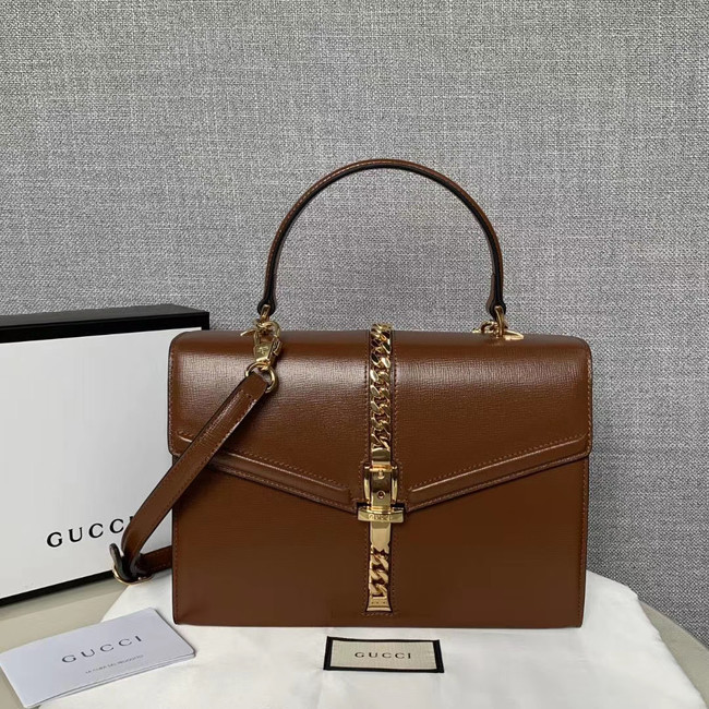 Gucci Sylvie 1969 small top handle bag 602781 brown