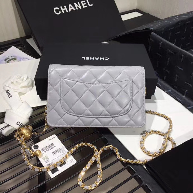 Chanel Original Small classic Sheepskin flap bag AS33814 light grey