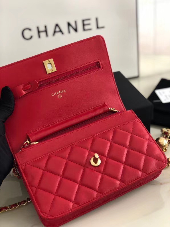 Chanel Original Small classic Sheepskin flap bag AS33814 red