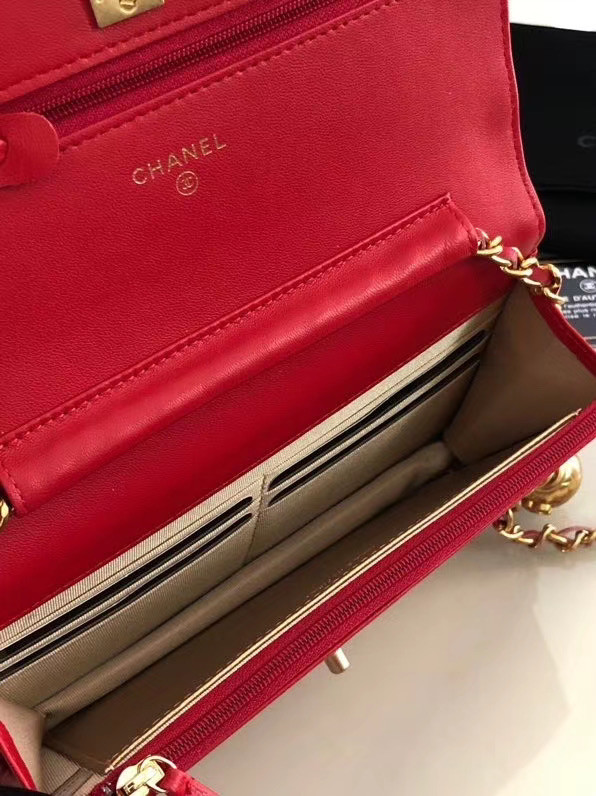 Chanel Original Small classic Sheepskin flap bag AS33814 red