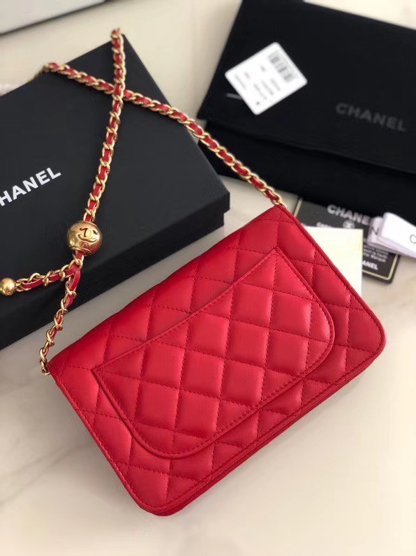 Chanel Original Small classic Sheepskin flap bag AS33814 red