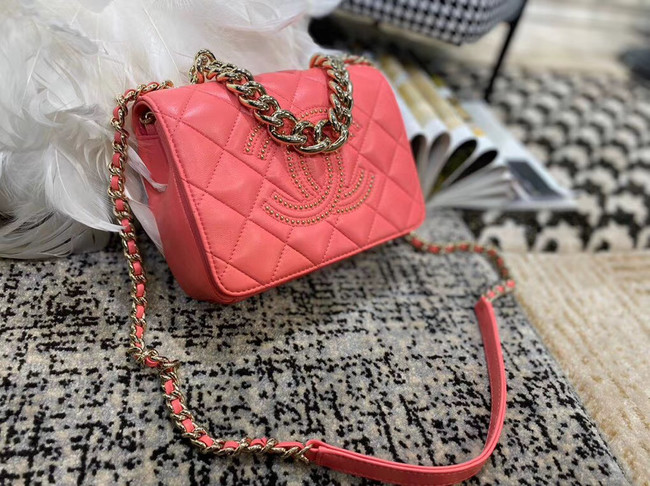 Chanel Lambskin flap bag AS1514 pink