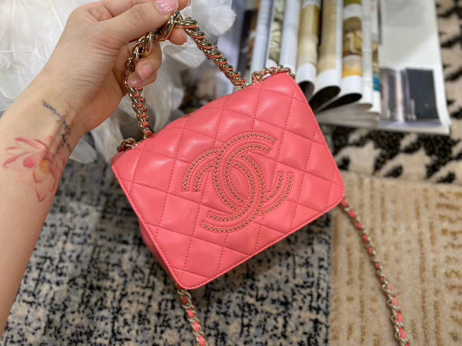 Chanel Lambskin flap bag AS1514 pink