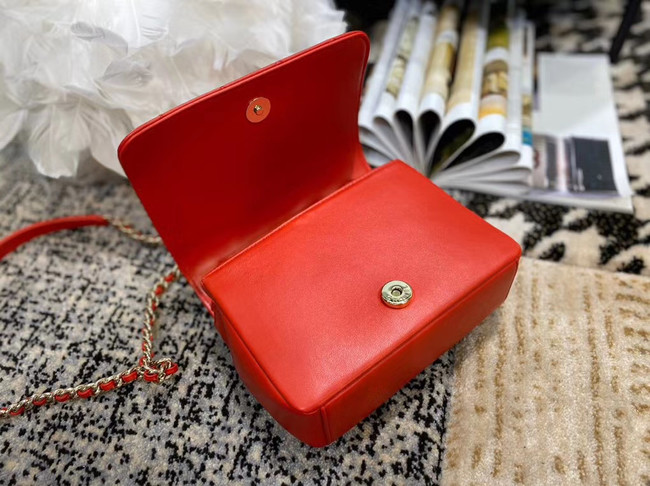 Chanel Lambskin flap bag AS1514 red