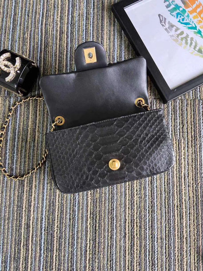 Chanel Original Small Snake skin flap bag AS1116 black