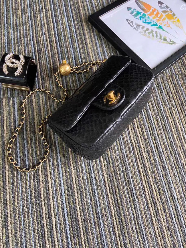 Chanel Original Small Snake skin flap bag AS1116 black