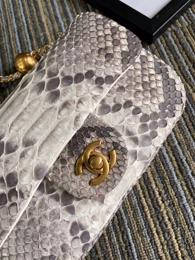 Chanel Original Small Snake skin flap bag AS1116 light grey